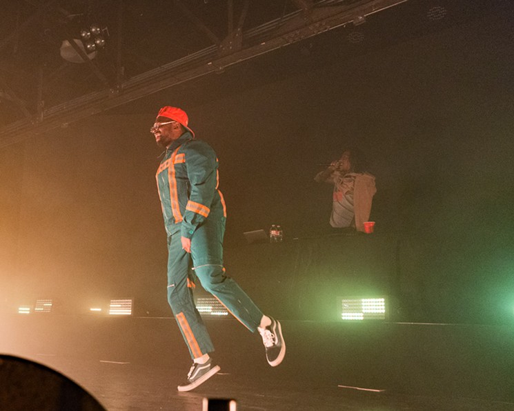 An energetic Schoolboy Q jumps on stage. - PHOTO BY JENNIFER LAKE