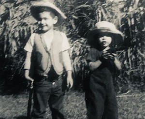 Hector and David Saldana as cowboy kids at their home in Houston. - SALDANA FAMILY PHOTO