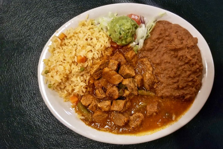 Carne Guisada Plate, is classic indigenous home cooking.  Merida owner Rafael Acosta Jr. says, “We are not Tex-Mex.” - PHOTO BY ADÁN MEDRANO