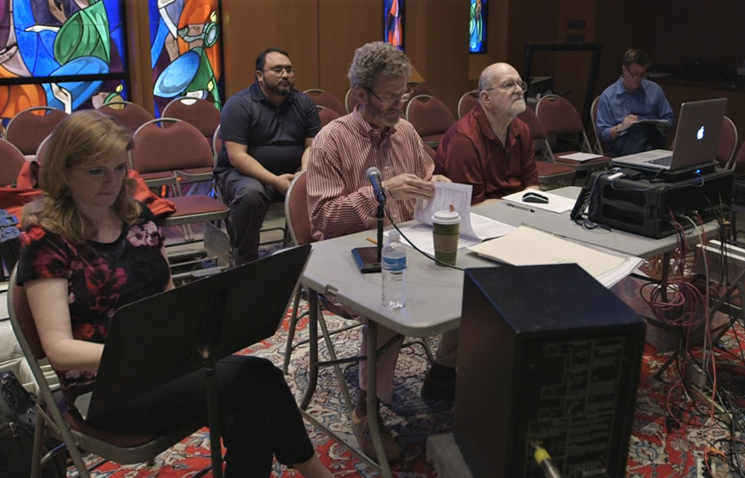 Step by step, Blanton Alspaugh (center) and the team at ROCO work their way through the recording of Visions Take Flight. - PHOTO BY BLUEPRINT FILM CO