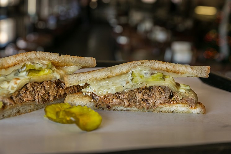 Antone's latest "H-Town Originals" sandwich features slow-roasted brisket deliciousness. - PHOTO BY EMILY JASCHKE PHOTOGRAPHY