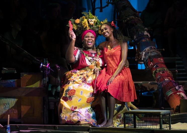 Kyle Ramar Freeman as Asaka and Courtnee Carter as Ti Moune in the North American Tour of Once On This Island. - PHOTO BY JOAN MARCUS