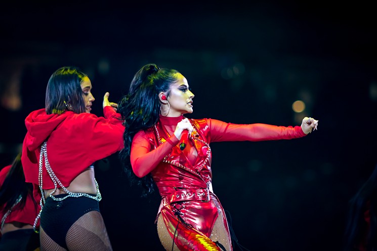 Becky G's ended her set with a rousing tribute to the late Queen of Tejano Music, Selena Quintanilla. - PHOTO BY MARCO TORRES