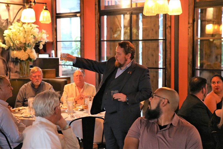 Jeremy Butler discusses Irish whisky at B & B Butchers. - PHOTO BY CARLEY SHUTTLESWORTH