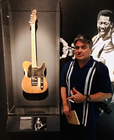 I came face-to-neck with one of the most famous guitars in all of rock history: Bruce Springsteen's Fender Esquire/Telecaster. - PHOTO BY BOB RUGGIERO