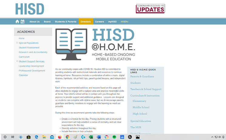 HISD about to undertake home based education - SCREENSHOT
