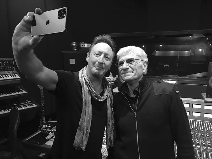 Julian Lennon and Dennis DeYoung during the recording of "To The Good Old Days." - PHOTO BY TIM ORCHARD/COURTESY OF FREEMAN PROMOTIONS