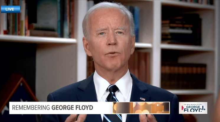 Former Vice President Joe Biden addressed George Floyd's family in a pre-recorded video message. - SCREENSHOT