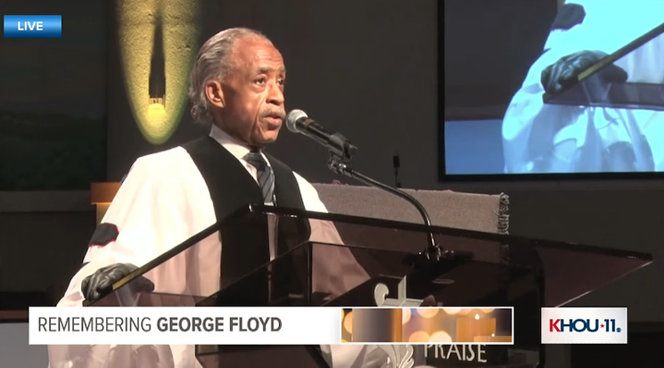 The Rev. Al Sharpton delivered the eulogy at George Floyd's funeral in Houston. - SCREENSHOT