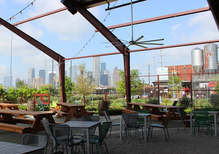 Saint Arnold's Beer Garden and Restaurant offers a great outside view of Houston. - PHOTO BY CLAUDIA CASBARIAN