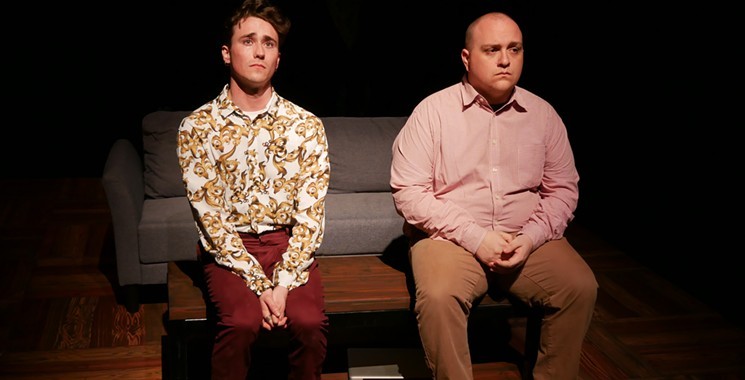 Wesley Whitson (left) as Dennis and Greg Cote as Ethan in Thunderclap Productions' From White Plains - PHOTO BY AARON ALON