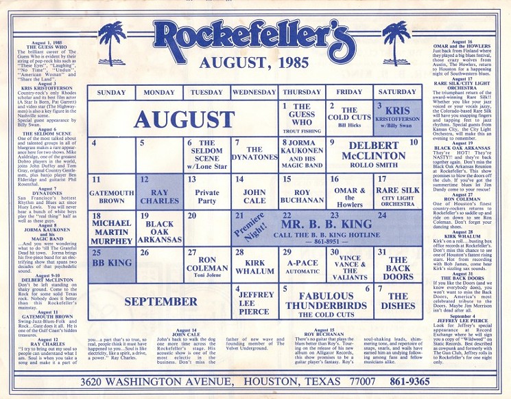 In its heyday, Rockefeller's boasted a full calendar of local, regional and legendary acts. - PHOTO BY MARK HOLDEN, COURTESY OF MARK HOLDEN