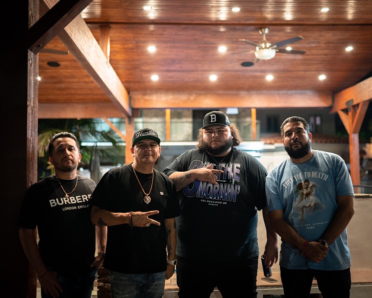 Bo Bundy with Rancho Humilde co-founder Jimmy Humilde (center left). - PHOTO BY RANCHO HUMILDE