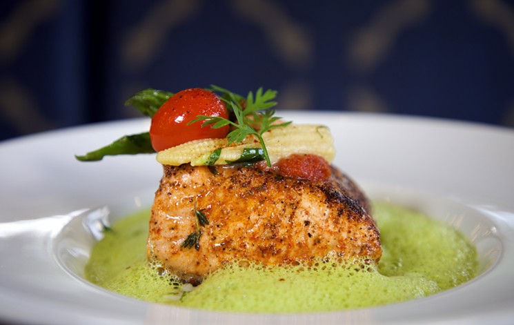 Salmon gets gussied up at Maison Pucha. - PHOTO BY CRISTIAN PUCHA