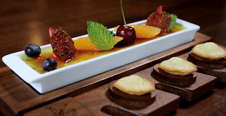 The creme brulee comes with petite madeleines. - PHOTO BY CRISTIAN PUCHA
