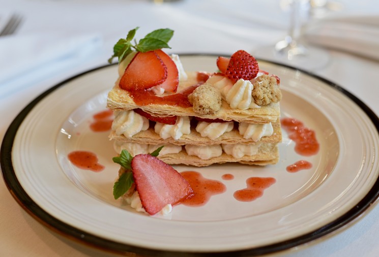 Brennan's strawberry mille-feuille is berry pretty. - PHOTO BY KIMBERLY PARK