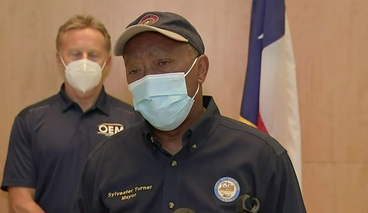 Houston Mayor Sylvester Turner said Houston can expect "about 12 more hours" of rain from Beta as the storm creeps northeast overnight. - SCREENSHOT