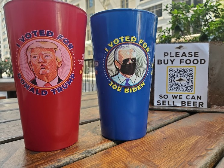 The Saucer's election year glasses are popular and once again on sale - PHOTO BY JESSE SENDEJAS JR.