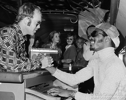 When Elton John was urged to see "this piano player" at the back of a plane in 1973, he was overjoyed and surprised to see the musician was...Stevie Wonder! - PHOTO BY BOB GRUEN/PROVIDED BY KLENFER PR
