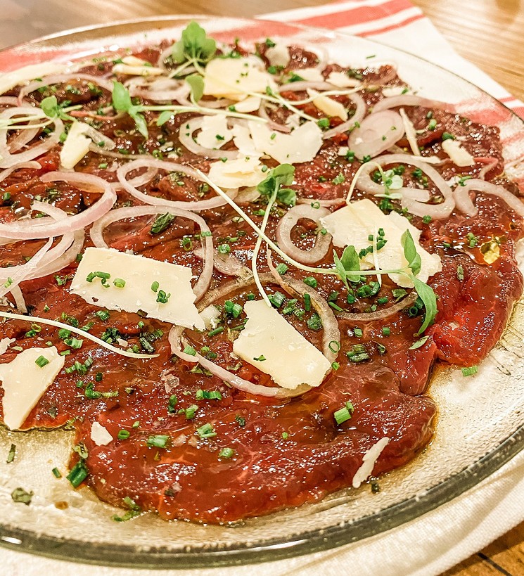 Elk Heart Carpaccio is something different for Houston diners. - PHOTO BY CONTENT HAUS