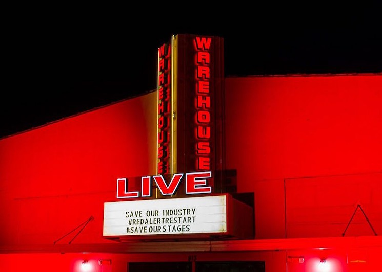 Houston's music venues joined NIVA in turning red to raise awareness and support for the Save Our Stages Act. - PHOTO BY JENNIFER LAKE