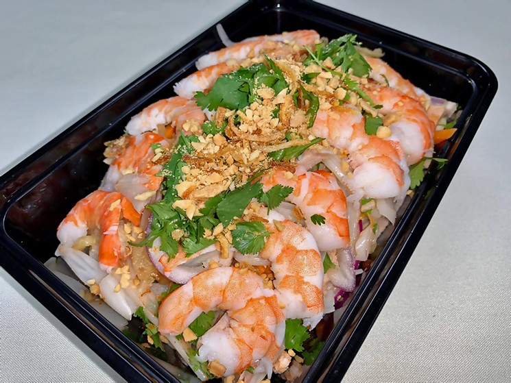 Kim Son's Simple Dinner Salad with shrimp. - PHOTO BY TAO LA.