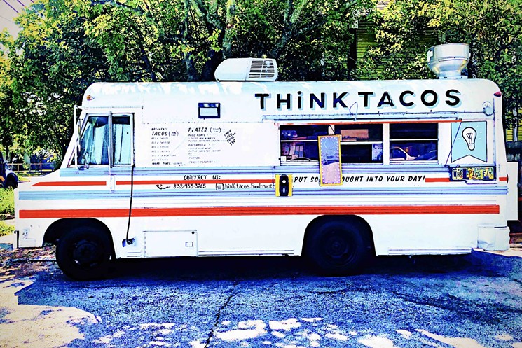 Think Tacos truck parked at Antidote Coffee. - PHOTO BY DAVID LEFTWICH.