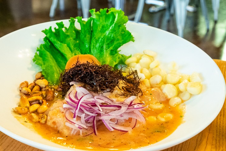 Peruvian-style flounder ceviche at Hanan's Cafe. - PHOTO BY PHAEDRA COOK.