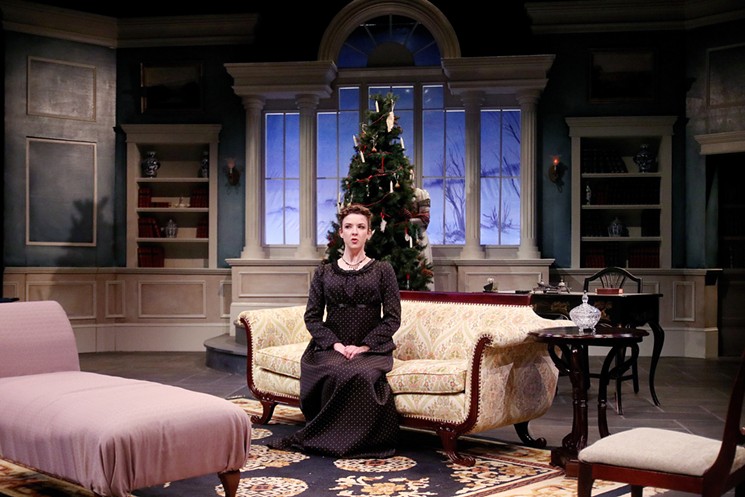 Lindsay Ehrhardt, pictured in Main Street Theater’s production of Miss Bennet: Christmas at Pemberley, serves as the narrator in Main Street’s Zoom readings of The Wickhams: Christmas at Pemberley. - PHOTO BY PIN LIM, FOREST PHOTOGRAPHY