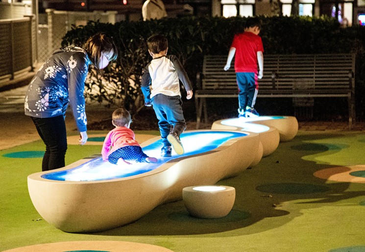 Children will have plenty of fun areas to explore with Meander. "Getting lit" has a whole new meaning with the art. - PHOTO BY TODD MANNING, COURTESY OF THE CKP GROUP