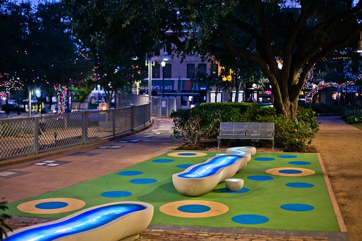 Inspired by Buffalo Bayou, Meander is the newest public art installation that will capture the imagination as it glows at night in Market Square Park. - PHOTO BY MORRIS MALAKOFF