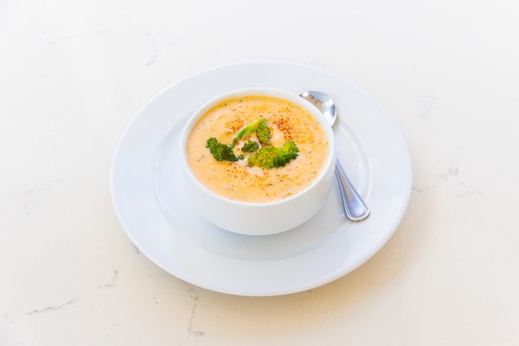 Broccoli and Smoked Gouda Soup debuts on the new winter menu. - PHOTO BY EVAN GODWIN
