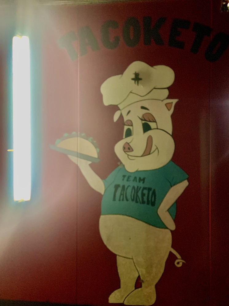 The mascot for Taco Keto invites new customers to the truck. - PHOTO BY DEVAUGHN DOUGLAS
