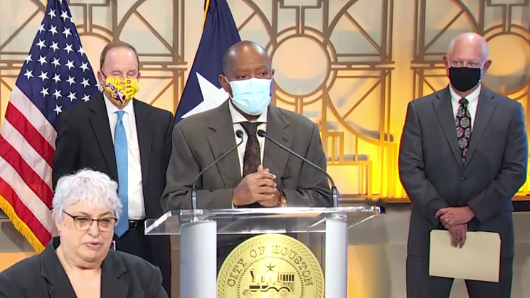 Houston Mayor Sylvester Turner said Monday that the city is trying to make sure vaccines are distributed equitably to poor and minority residents. - SCREENSHOT