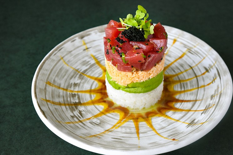 The Tuna Tower is a visual masterpiece. - PHOTO BY FLAGSHIP RESTAURANT GROUP