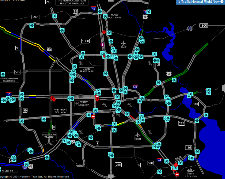 Lots of icy roads remain with more expected Tuesday night. - TRANSTAR SCREENSHOT