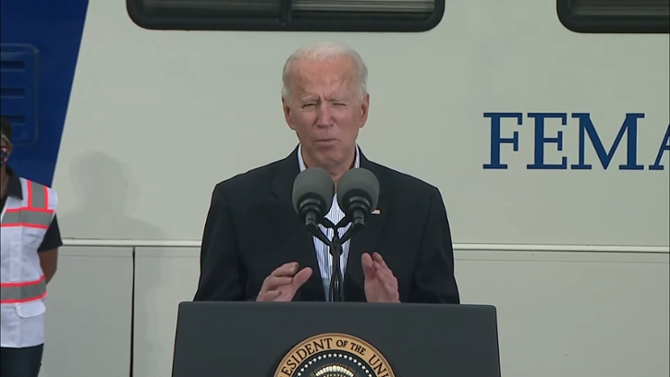 In Houston on Friday, President Joe Biden told Texans his administration wouldn't leave them behind. - SCREENSHOT