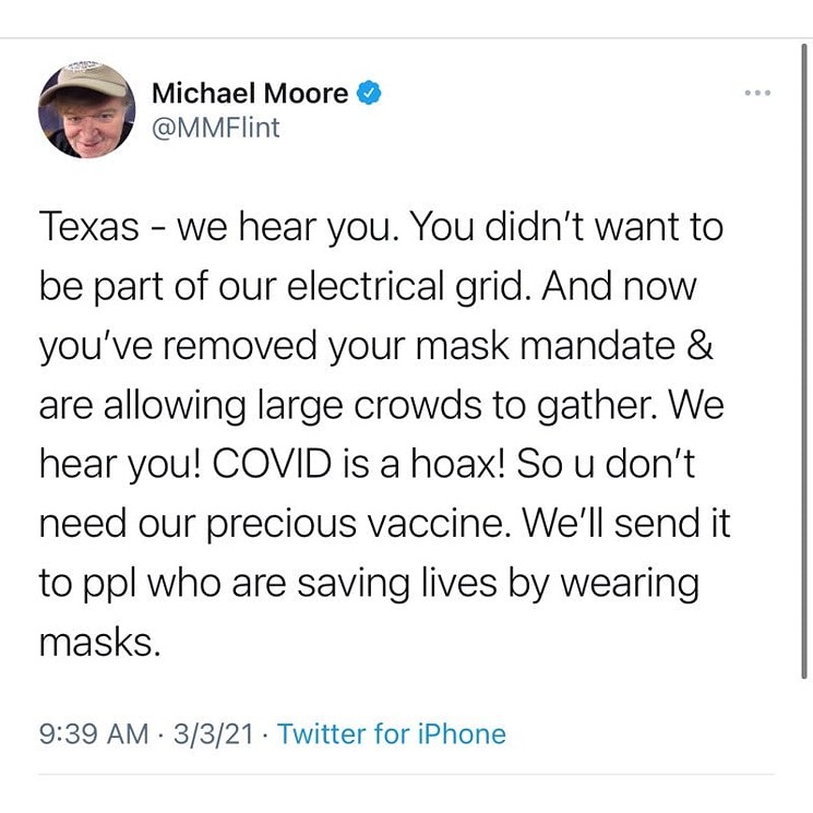 Michael Moore can shut up now. - SCREENCAP FROM TWITTER
