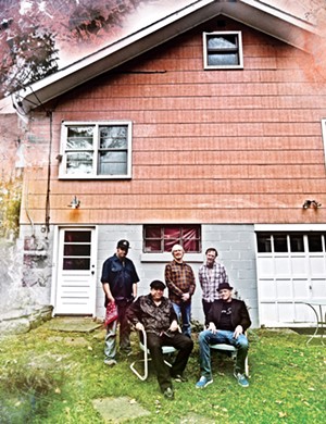 The Weight Band at the Big Pink house. - PHOTO BY JIM RICE ON RECORD BACK COVER/COURTESY OF JIM WEIDER