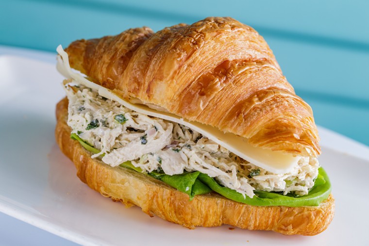 The croissant outside is just as important as the chicken salad inside. - PHOTO BY ANDREW HEMMINWAY