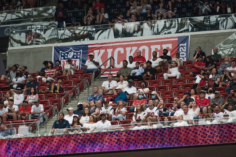 There weren't too many masks at NRG at the last Texans home game. - PHOTO BY JACK GORMAN