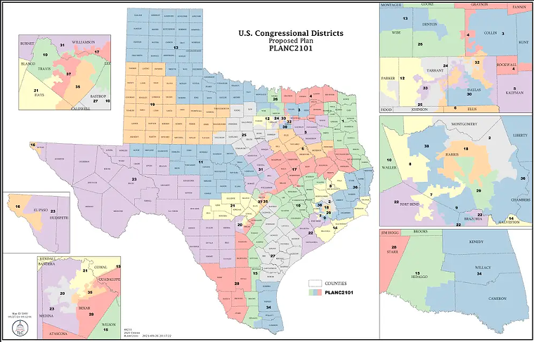 Texas' newly proposed Congressional maps, courtesy of the Texas Legislative Council. - SCREENSHOT