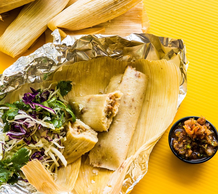 Get jolly with Javi's tamales. - PHOTO BY JULIE SOEFER