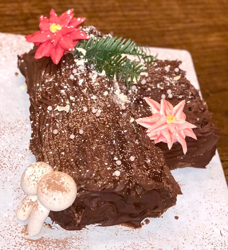 The buche de noel at Rustika is a seasonal favorite and is available now. - PHOTO BY MARCO REZNICK