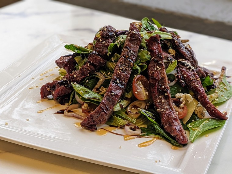 The Sirloin Steak Salad mixes sweet with spicy. - PHOTO BY TINA ZULU