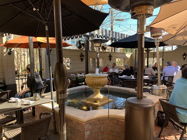 The patio is prepared for all kinds of weather.  - PHOTO BY LORRETTA RUGGIERO