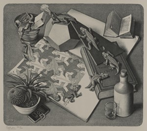 "Reptiles" lithographie de MC Escher, 1943. - ŒUVRE PROTEGEE PAR COPYRIGHT THE MC ESCHER COMPANY