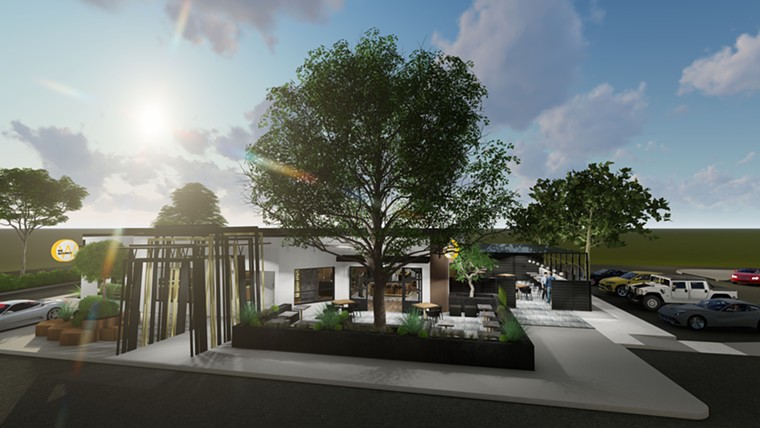 A modern and chic concept takes over the former Houston's space. - RENDERING BY NHI DESIGN
