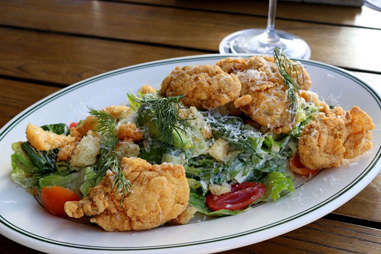 The Fried Oyster salad gives diners greens with plump fried oysters. - PHOTO BY PAULA MURPHY