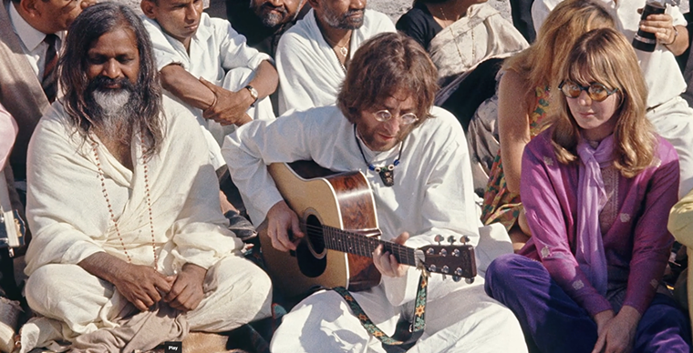 The Maharishi Mahesh Yogi, John Lennon, and Cynthia Lennon.  - SCREEN GRAB